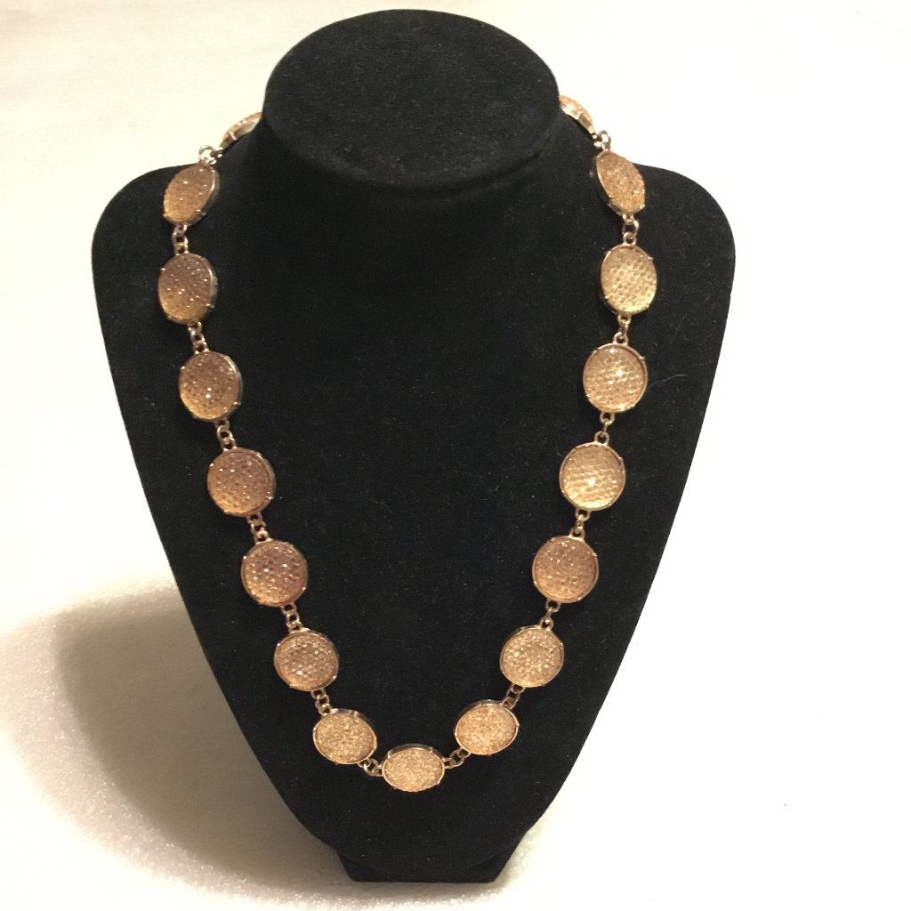 Very Lovely Honeycomb Rhinestone Disc Necklace